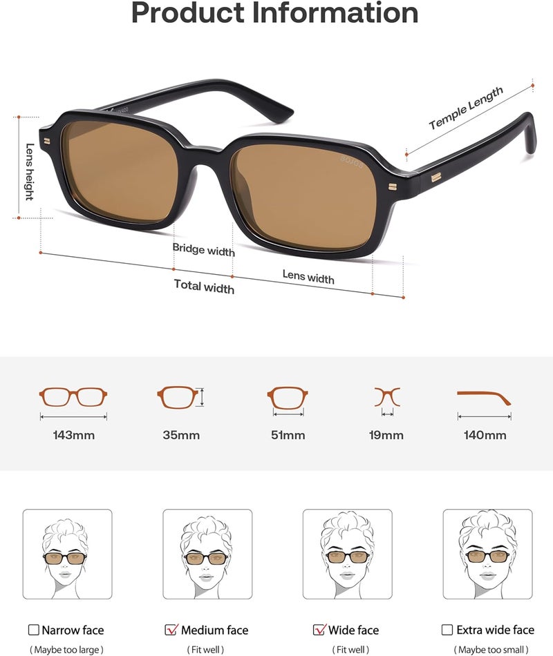 Sojos Trendy Rectangle Polarized Sunglasses Womens Mens, Small Retro Fashion Thin Slim Square Sunnies SJ2610 - Image 5